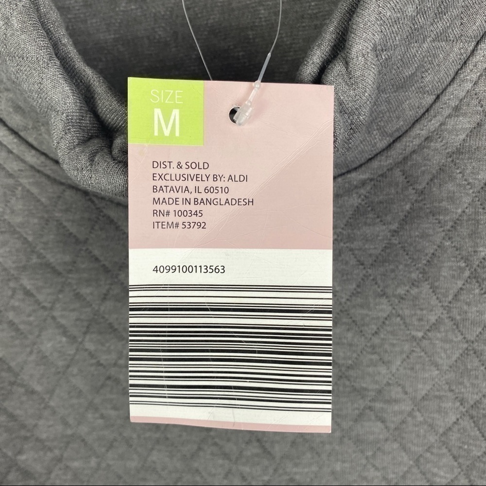 Serra Quilted Kangaroo Pocket Sweatshirt Women's Medium Marled Charcoal Gray NEW - Picture 10 of 10